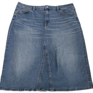 Sonoma Denim Skirt Womens 16 Midi A-Line Modest Light Wash Stretch Whiskered